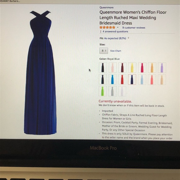 Queenmore Women’s Bridesmaid Dress-Royal Blue - Picture 3 of 6